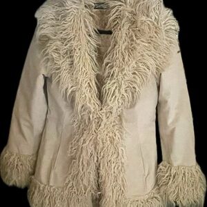 Superdry Afghan Coat with Faux Fur Trim